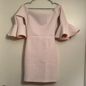 New! BARDOT FISHNET FRILL BODYCON DRESS